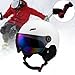 Vaveren Ski Helmet Snowboard Helmet with Goggles Impact Resistance Headgear Skiing Helmet Snow Helmet for Winter Sports, White L