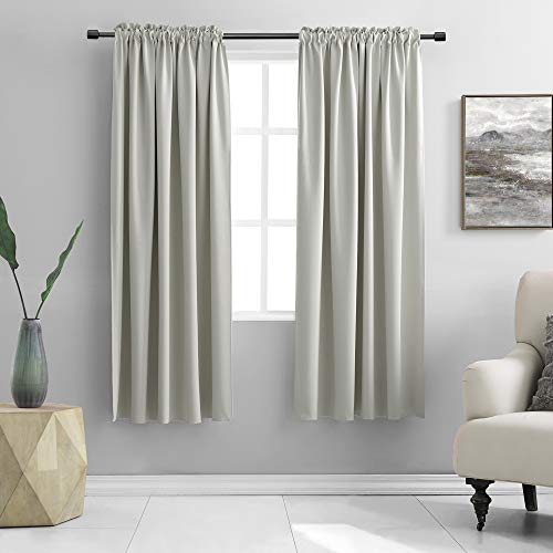 Image of DONREN Light Gray Blackout Curtains Panels Room Darkening Thermal Insulated Drapes with Rod Pocket (52 inch Wide x 63 inch Long Each Panel, One Pair)