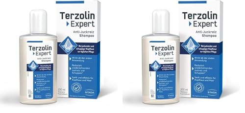 Terzolin Expert Anti-Juckreiz Shampoo - bei fettigen Schuppen sowie Juckreiz - feuchtigkeitsspendende Pflege für empfindliche Kopfhaut - 200 ml (Packung mit 2)