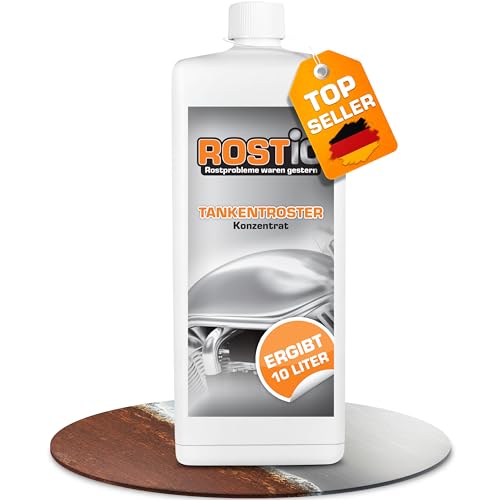 Rostio Tankentroster 1L Konzentrat zur vollständigen Entrostung von Metalltanks 1:10 verdünnbar entfernt Rost zu 100% für Tanks bis 10L porentiefe Reinigung & Vorbereitung für Versiegelung