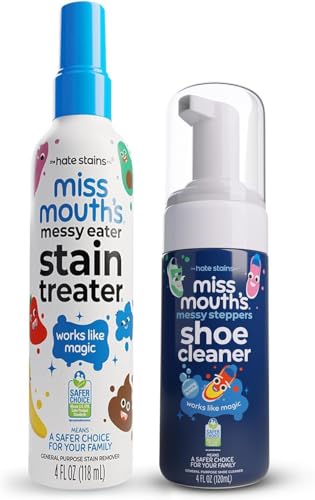 Image of Miss Mouth's Messy Eater Stain Treater and Messy Steppers Shoe Cleaner Magic Duo - Stain Remover for Clothes, Carpet, Upholstery and Shoe Cleaner for Sneakers, Leather, Cloth, Mesh