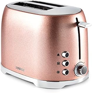 Tower Glitz T20029BP 2 Slice Metal Toaster with Adjustable Browning Control, Defrost and Reheat Settings, Pink