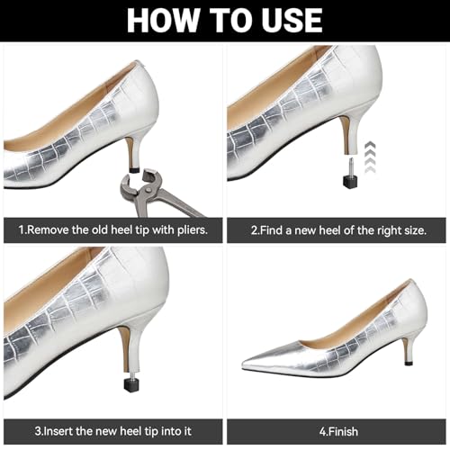 Image of 20 Pairs Heel Tips for High Heel Shoes High Heel Tips Replacement kit U Shaped Heel Cap Cover Black Taps Caps Replacement Repair Shoe Replacement High Heel Caps Protectors（5 Size 8-12mm）