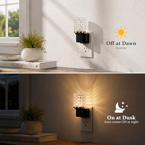 Image of JandCase LED Night Light, Dimmable Night Lights Plug into Wall, Modern Nightlight with Auto On Off Light Sensor, 3000K Soft White Night Light 0-100LM Brightness for Bathroom Hallway Bedroom Decor