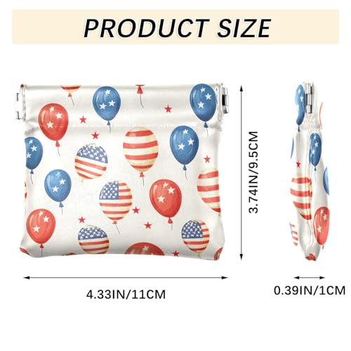 Coin Purse for Women American Flag Balloons Coin Pouch Change Holder PU Leather Mini Wallet Portable Coin Bag Money Pocket3