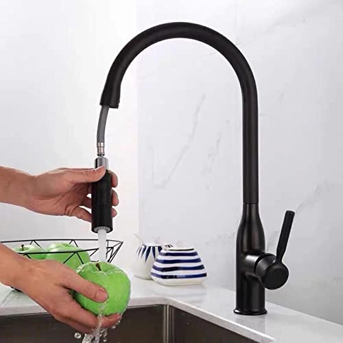Robinet d'évier de cuisine 2 types de modes de sortie d'eau noir