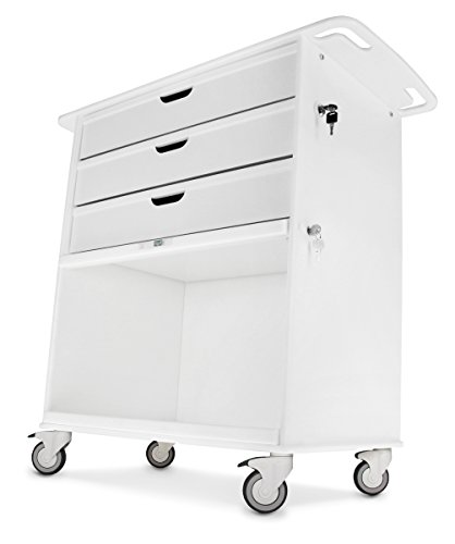 image for TrippNT 51801 Polyethylene Extra Wide Storage Lab Cart with 3