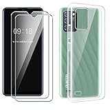 PZEMIN Carcasa para Oukitel C25 Funda + 2X Cristal Templado Membrana Pelcula Protectora - Silicona Transparente Suave TPU Bumper Case Estuche Caso (6.52