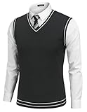 COOFANDY Casual Sweater Vest Men V-Neck Knitted Sweater Vest Sleeveless Pullover Knitwear,PAT6,X-Large