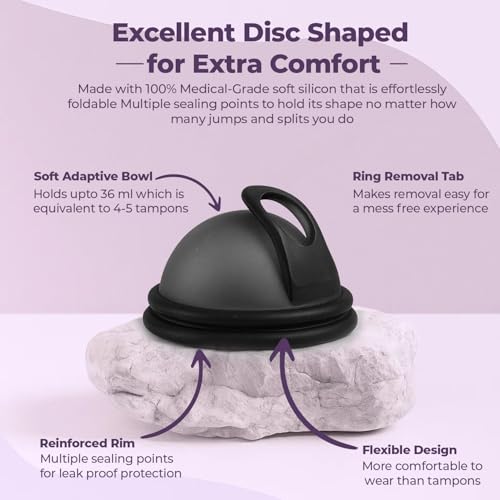 Image of Reusable Menstrual Disc (2 Pack) - Soft Medical Grade Silicone Period Disc for Light & Heavy Flow, Leakproof 12-Hour Protection, Easy Removal, Menstrual Cup, Tampon & Pad Alternative, Two Sizes
