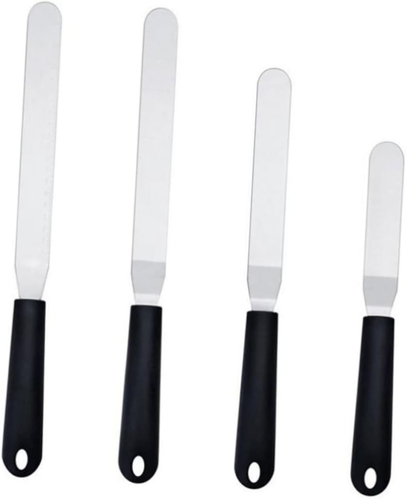 4pcs Offset Icing Spatula with Plastic Handle Stainless Steel