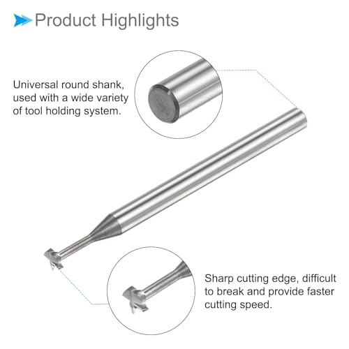 Image of T Slot End Mill, 4 Flutes 0.16 inch Dia 0.05 inch Cutting Depth, Solid Carbide CNC Straight Milling Cutter - (Applications: for Steel and Copper Milling)