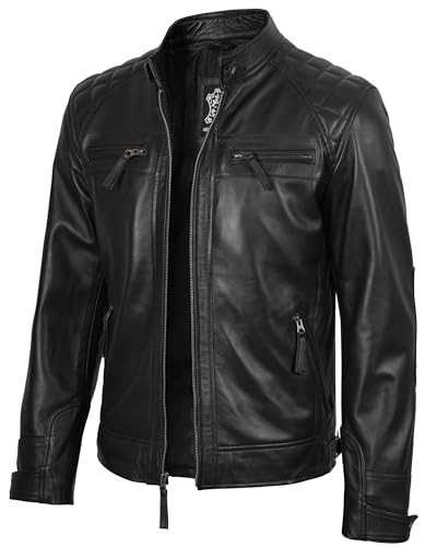 Image of Decrum Leather Jacket Men - Cafe Racer Style Real Lambskin Leather Jackets For Men
