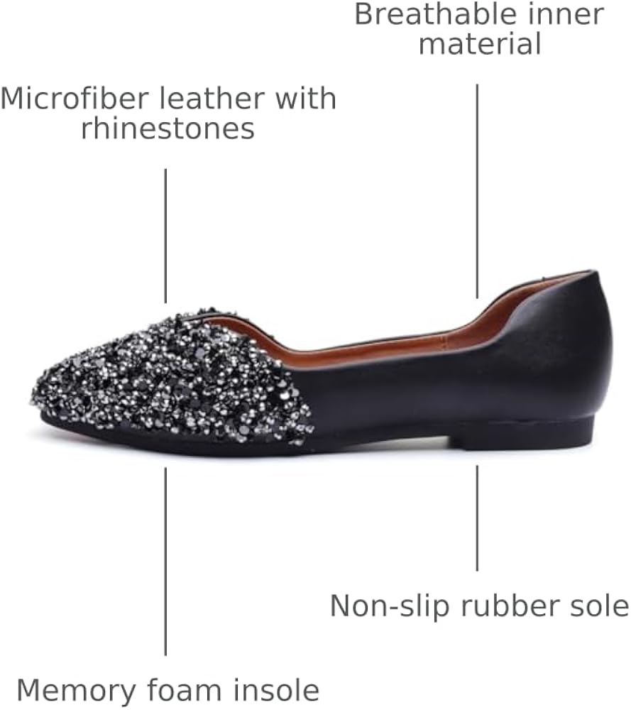 Amazon.com | QXCGDYXT Black Flats Shoes Women Rhinestone