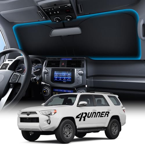 Image of Wigoo for Toyota 4Runner Windshield Sunshade [OEM Design, 100% Sun Blockage] Foldable Heat Insulation Sun Shade with Storage Bag, for Toyota 4Runner (2010-2026), Silver Coating