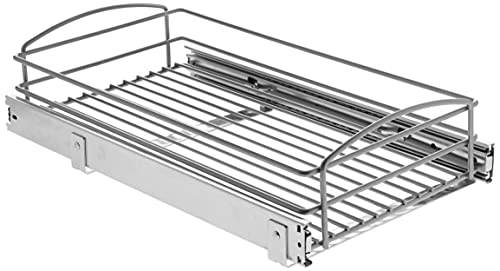 Knape & Vogt RS-MUB-11-FN 5 in. H x 12 in. W x 20 in. D Multi-Use Pull-Out Basket Cabinet Organizer in Silver