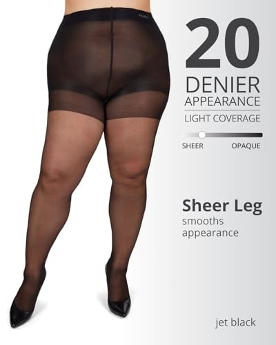 Image of MeMoi Energizing Plus Size Curvy Control Top Pantyhose for Women, Semi Opaque Pantyhose, Lightweight Womens Stockings