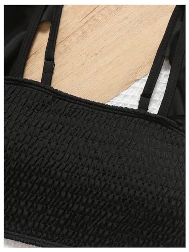 WDIRARA Girl's 2 Piece Ruffle Hem Shirred Tankini Sets Tank Top & High Waist Bikini Set4