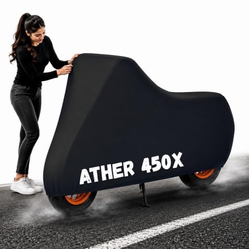 Image of Powerfull Scooty Body Cover for 450X Dustproof Scratchproof - 100% Waterproof 450X Cover for Two Wheeler, Outdoor Full Motorcycle Cover with UV, Duty, Rain Protection - Black