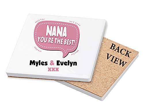 Personalised Nana You’re The Best Themed Coasters. – Gifts for Christmas, Mothers/Fathers Day. (Ceramic Coaster - 10 cm X 10 cm)