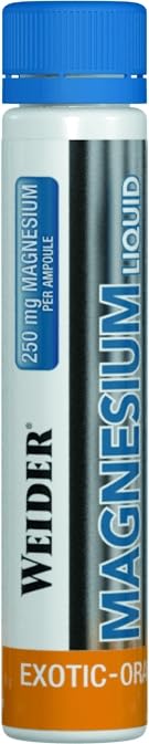 Weider - Magnesium Liquid Ampullen - 250mg Bioverfügbares Magnesium - Nahrungsergänzungsmittel - 20x25ml - Exotic Orange