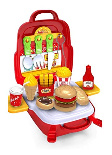 MOCHILA BOLSA FAST FOOD FAZ DE CONTA Fast Food Atrás da Bolsa 29 PEÇAS 3X1 BRINQUEDO EDUCACIONAL EST