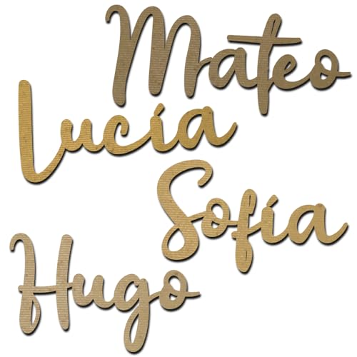 NEONOBS | Nombre Madera Personalizado | Para Decoración Habitación Infantil, Bautizo O Baby Shower | Letras Decorativas Para Eventos, 15/20/25 cm | Letras De Madera Para Pared O Puerta O Habitación 3