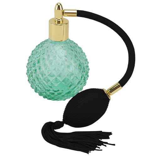 Alipis Nachfüllbare Parfümsprühflasche aus Grünem Kristallglas Langlebiger Zerstäuber mit Mundöffnung und Langer Ballpumpe für Parfum Ätherische Öle und Kosmetik Unterwegs