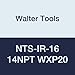 Walter Tools NTS-IR-16 14NPT WXP20 Carbide NTS Threading Inserts, Internal Thread, Full Profile, American NPT (Pack of 10)