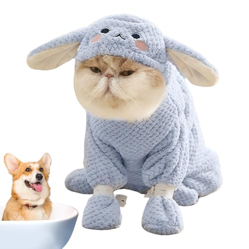 Hunde-Bademantel – Korallen-Fleece-Handtuch mit Fußschlaufe, Reißverschluss-Design, Haustierkostüme, Katzenbekleidung und Zubehör für Weihnachten, Muttertag oder Valentinstag