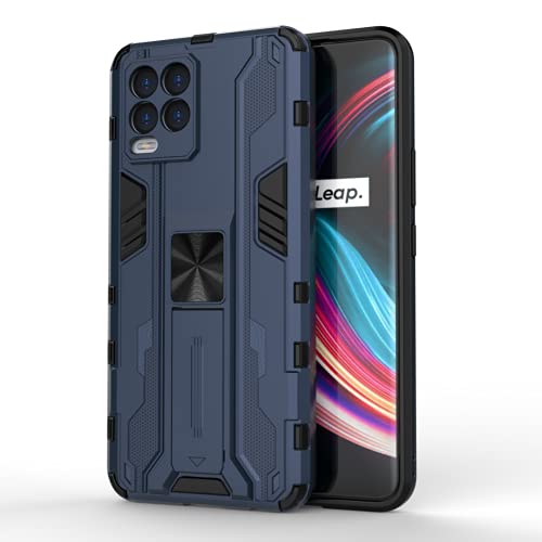 FTRONGRT Funda para Realme GT3, Soporte Plegable, A Prueba de Choques, Carcasa a Prueba de Golpes TPU+PC Case para Realme GT3 -Azul Oscuro
