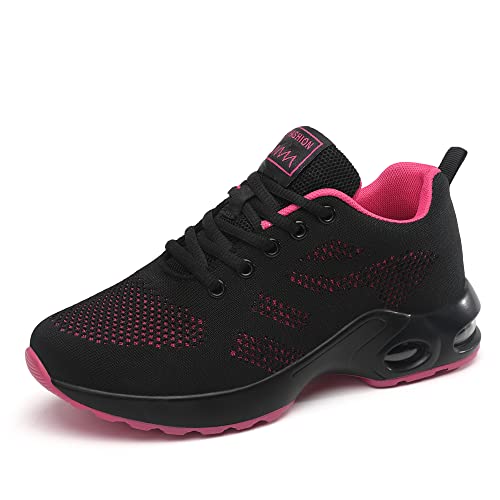 ZPAWDH Femme Air Baskets Chaussures de Sports Outdoor Shock Absorbing Running Fitness Léger Sneakers Rose Noir.39EU