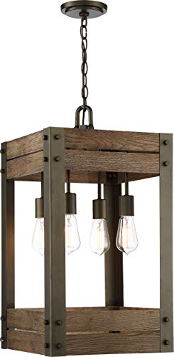 Image of Nuvo 60 /6426 Winchester 4-Light Pendant, Bronze & Aged-Wood Finish