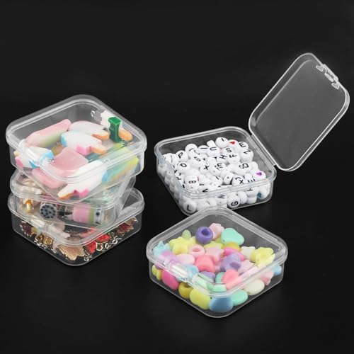 Image of Clear Plastic Bead Organizer, Bead Storage Containers with Label, 30pcs Small Storage Container Jewelry Making, Craft Supply Case with Lid, Craft Storage Box Bead Cases