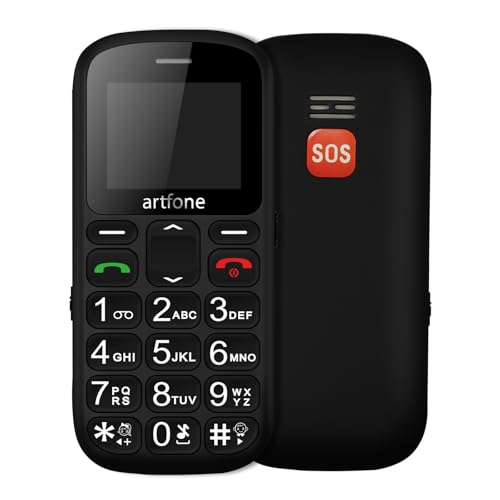 artfone CS181 Negro - gsm Teléfono Móvil para Personas Mayores丨Senior Móviles de Teclas Grandes丨Doble SIM丨FM丨Llamada Rápida丨Botón SOS丨Volumen Alto丨Batería de 800 mAh丨Bloqueo de teclas丨USB-C丨Radio FM