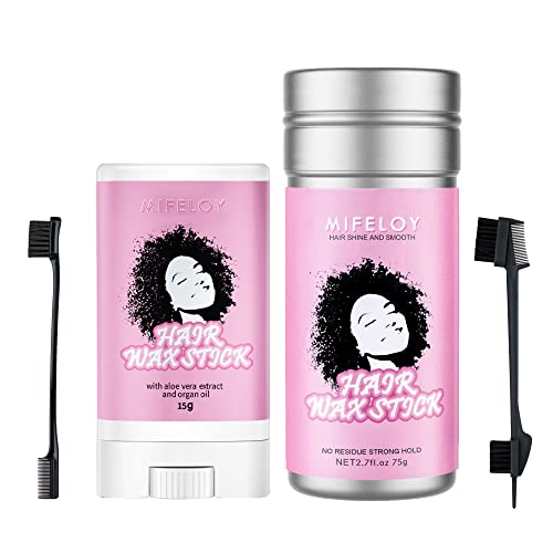 15G Hair Wax Stick, 75G Pomade Tamer Stick For Smoothing Flyaways Taming Frizz Hair, Women Slick Back Hair Glue, Bed Head Styling Cream Gel For Wig, 5 In 1 Brush, Edges Control Brush Comb - Black #TOP8