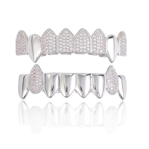 Grills dentaires crocs vampire amovibles argent pour rappeur et soirée