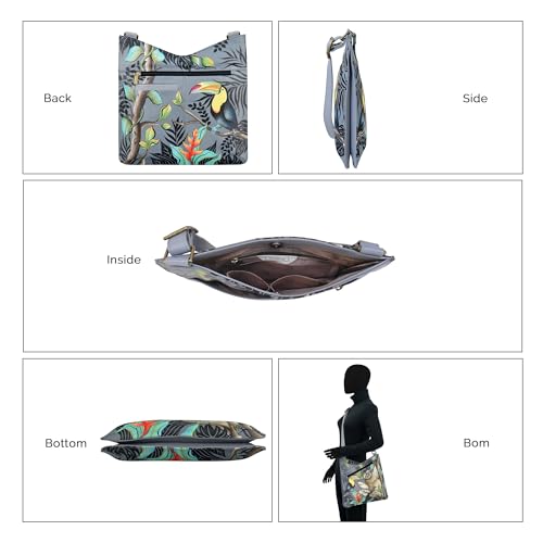 Image of Anna by Anuschka Women's Women's Original Genuine Leather Hand-painted V Top Large Crossbody - Leather Handbag for Women