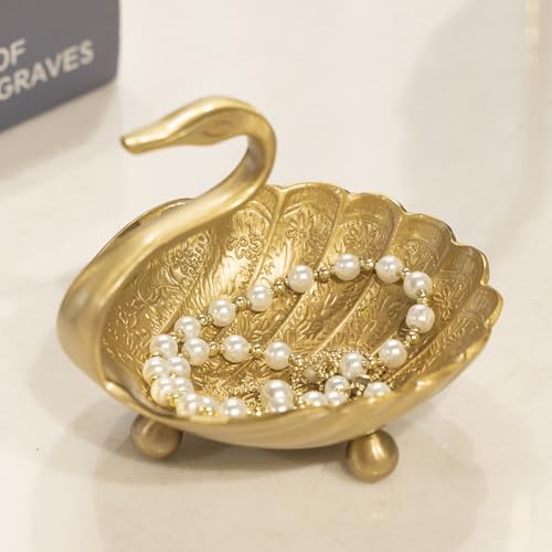 YACSNBF Swan Brass Jewelry Dish Tray,Gold Decorative Ring and Trinket