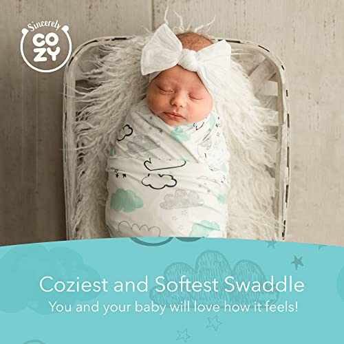 Image of Luxury Rayon from Bamboo Hat & Baby Swaddle for Newborns 0-3 Months, Dreamy Clouds Newborn Swaddle Blanket for Baby Boys & Girls, Hypoallergenic, Breathable & Buttery Soft