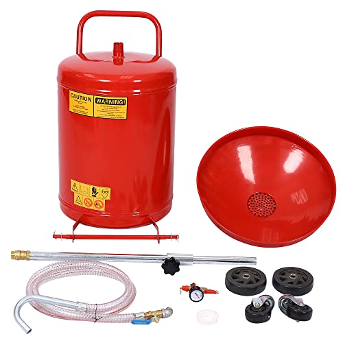 Goujxcy 18 Gallon Waste Oil Drain, Pressurized Air Operated Fluid Drain Tank, Waste Oil Container Oil Changing Oil Dolly with Adjustable Funnel Height - Thumbnail 2