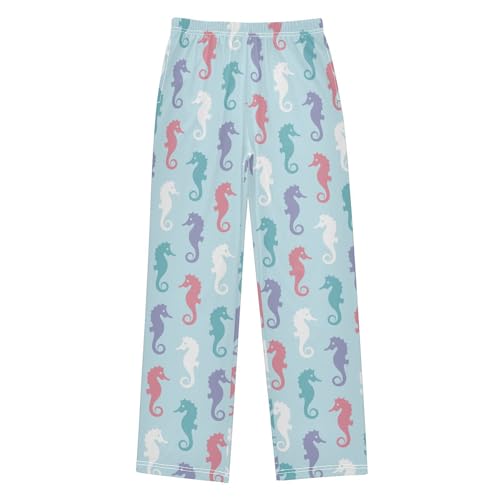 ZZXXB Seahorse Colorful Print Boys Long Pants Soft Trousers Elastic Waist Kids Lounge Bottoms with Pockets S-XL