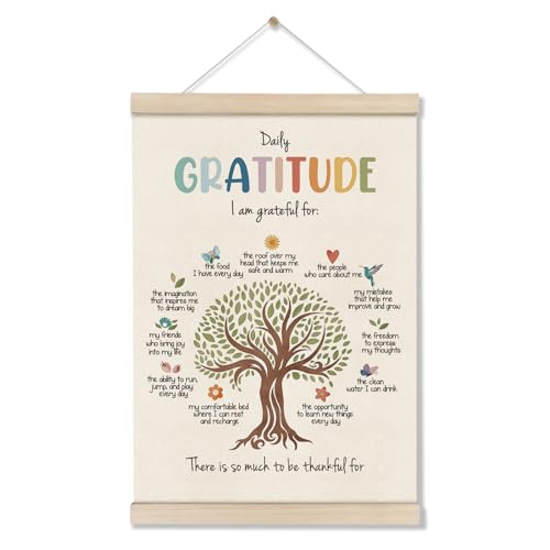 Image of DOI-LANEE Inspirational Motivational Daily Gratitude Poster Hanger Frame, Mental Health Affirmation Wall Art 16x12 Inch, Therapy Counseling Office Wall Decor, Psychology Gifts