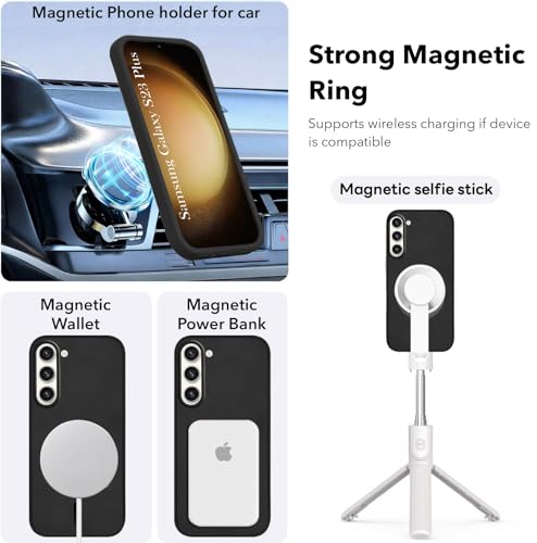 Image of Jkobi Leather Finish Back Cover Case for Samsung Galaxy S23 Plus 5G (MagSafe Compatible Wireless Charging | Soft Touch | Camera Bump Protection)