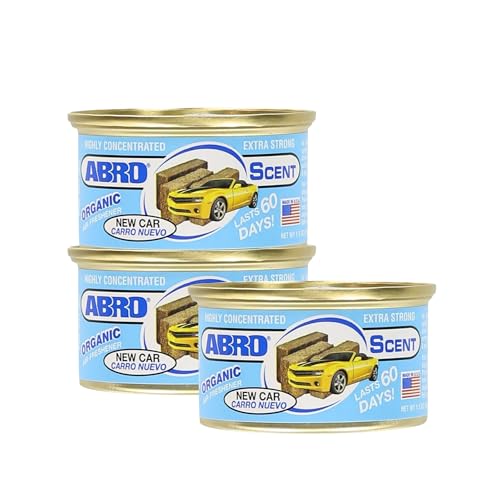 Image of ABRO Car Air Freshener Cans: Spill Proof Air Fresheners for Home, Office, or Car Accessories, Lasts Up to 60 Days - 3 Pack New Car Scent