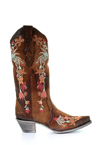 Corral Floral Embroidered Lamb Leather Womens Snip Toe Western Boots A35972