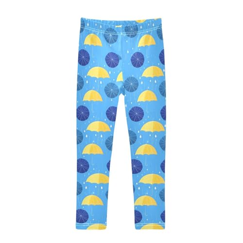 ALAZA Girls' Leggings Children's Yoga Pants Skinny Printed Dance Blue Umbrella Comfortable 4T