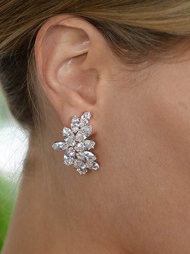 Mariell Cubic Zirconia Crystal Bridal Earrings, Marquis Shape CZ Curved Clusters, Earrings for Wedding, Bridesmaids, Homecoming, Mother of the Bride4