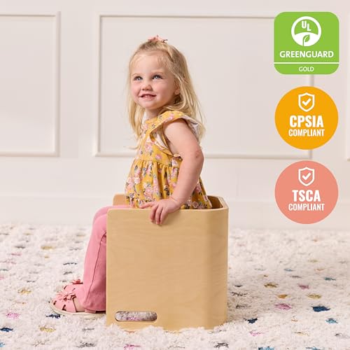 Image of ECR4Kids Bentwood Multipurpose Toddler Cube Chair, Montessori Furniture, Natural /White