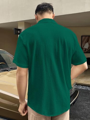 Image of GRECIILOOKS Men's Polycotton Shirt |Stylish Casual Regular Fit Shirts | Textured Half Sleeve | Slim Fit | Business & Meeting Ready (Available in Plus Size)